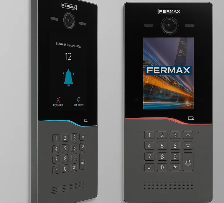 פאנל אינטרקום וידאו Fermax CORA לבניין, מסך גרפי 5 אינץ עם מצלמה, מקלדת מוארת וקורא תג קרבה