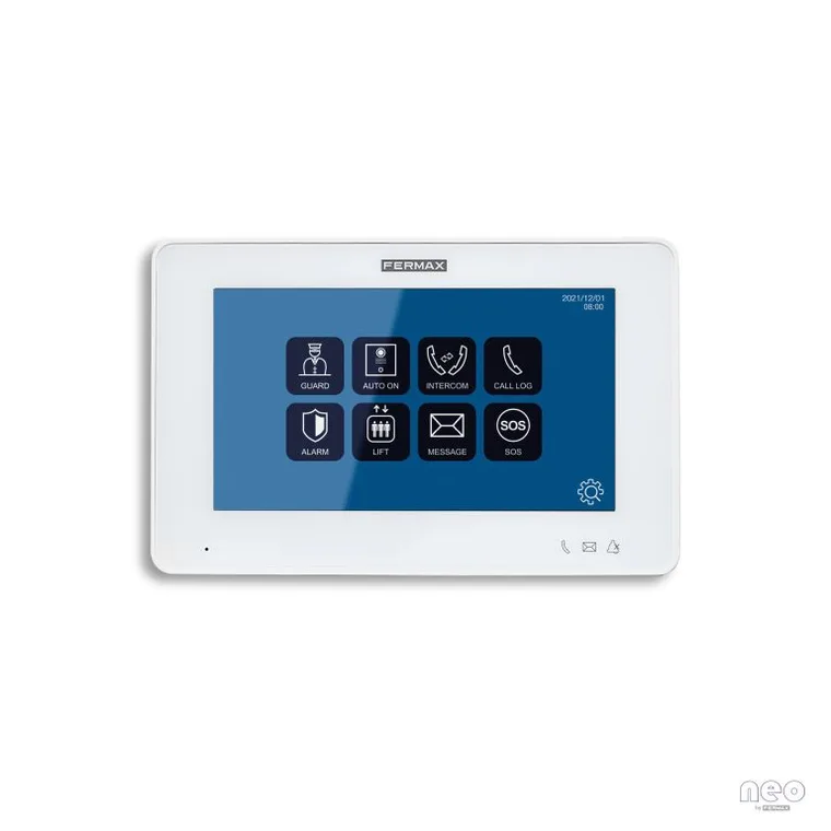 מסך פנימי Fermax NEO 7 אינץ לבן עם מסך מגע לאינטרקום IP בדירה