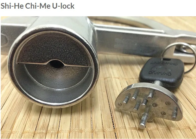 מנעול Shi-He Chi-Me U-lock עם מבנה מפתח ומנעול יוצא דופן