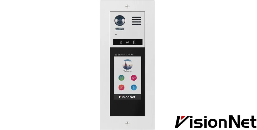 פאנל לובי VisionNet T-5/821 במבט חזית, עם מסך מגע 5 אינץ ולוח מקשים