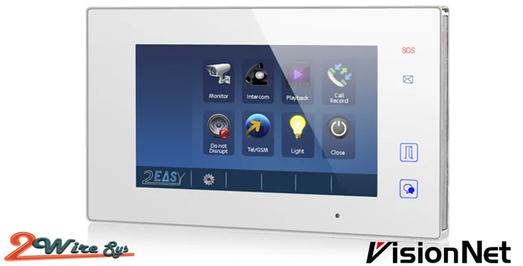 מסך מגע פנימי 7 אינץ 2Easy VisionNet עם ניטור והקלטת שיחות
